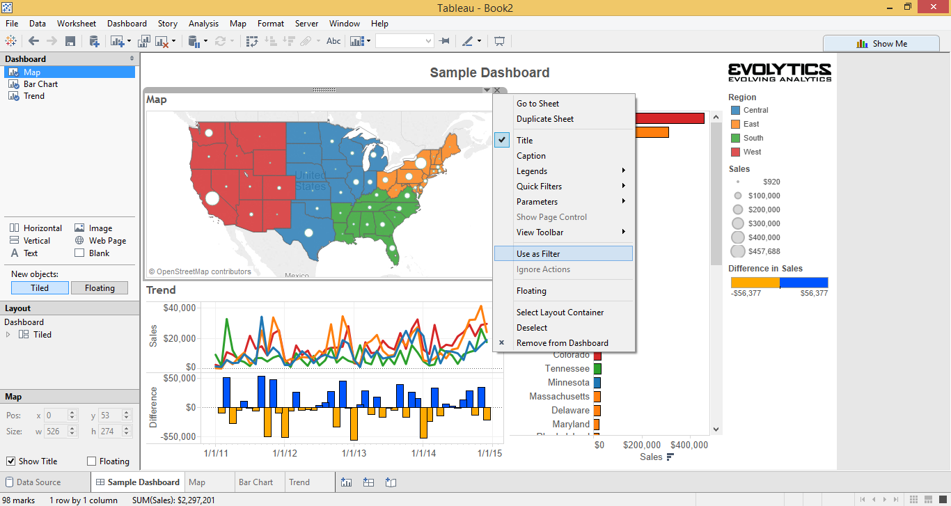 Tableau Sample Training Dashboard Adding Use As Filter