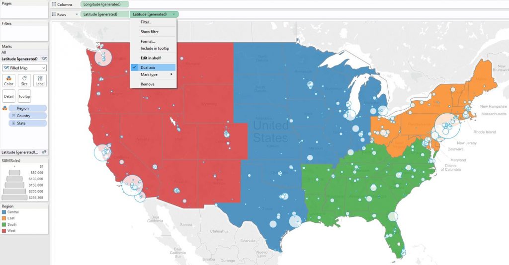 Final Tableau Dual-Axis Map