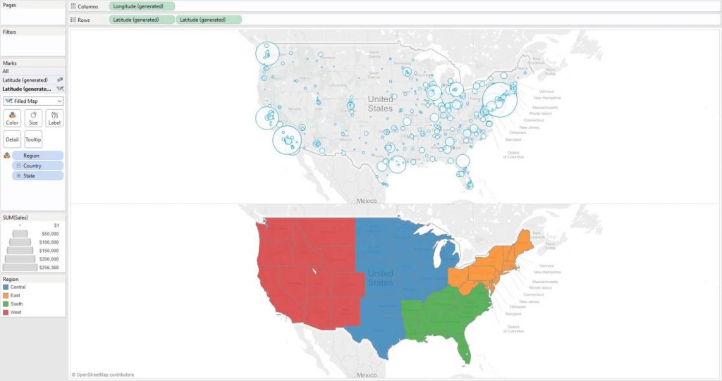 Two Rows of Maps in Tableau