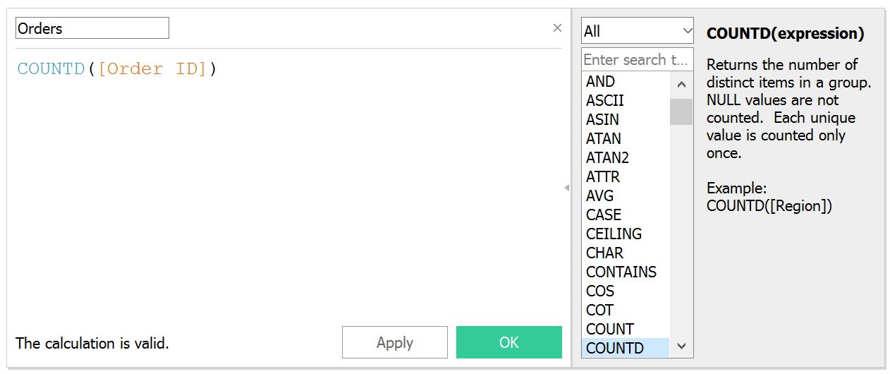 Tableau COUNTD Calculated FIeld